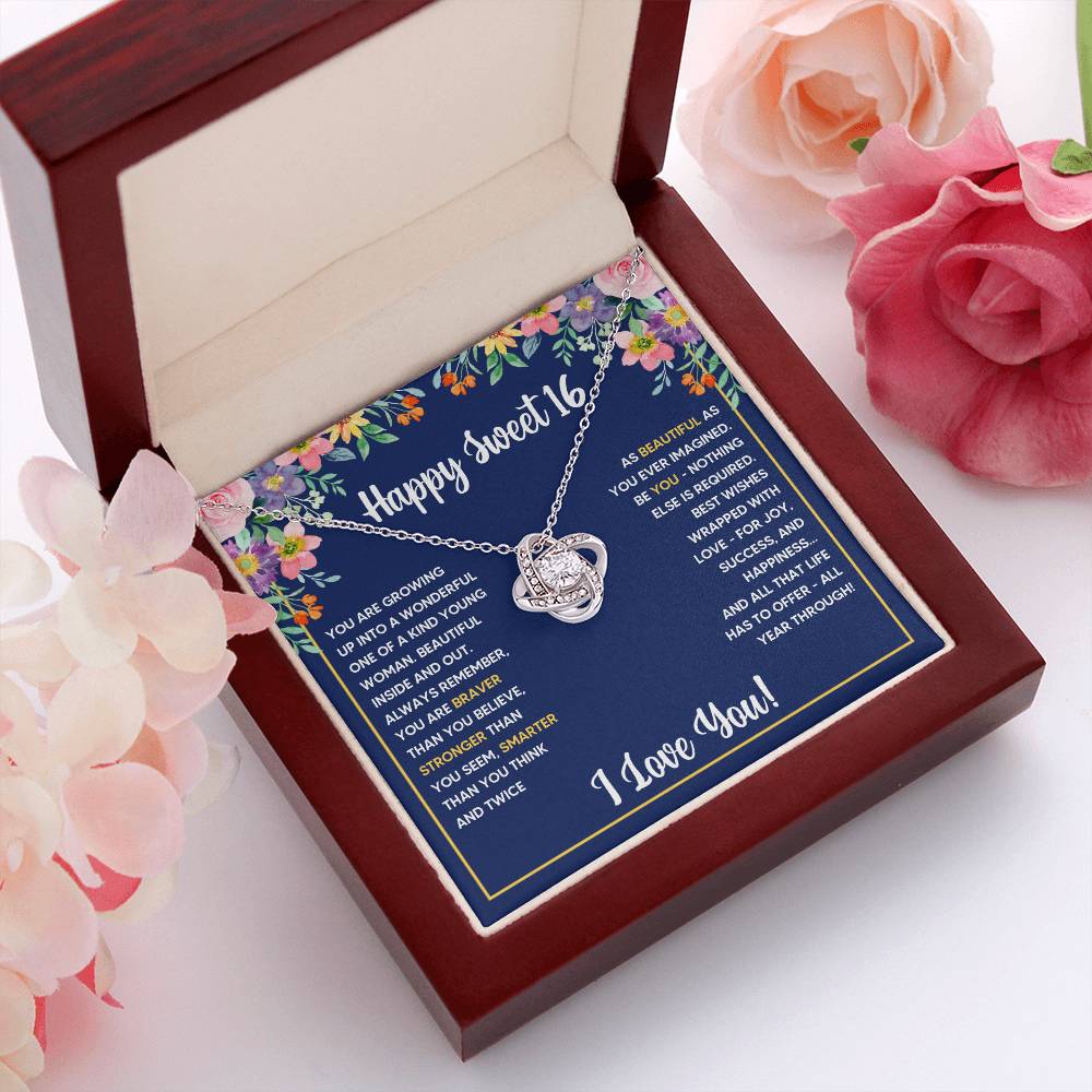 SWEET 16 WRAPPED LOVE KNOT NECKLACE GIFT SET