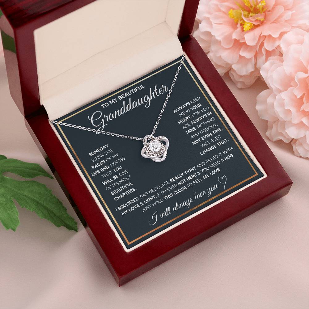 TO MY GRANDDAUGHTER SQUEEZED LOVE KNOT NECKLACE GIFT SET