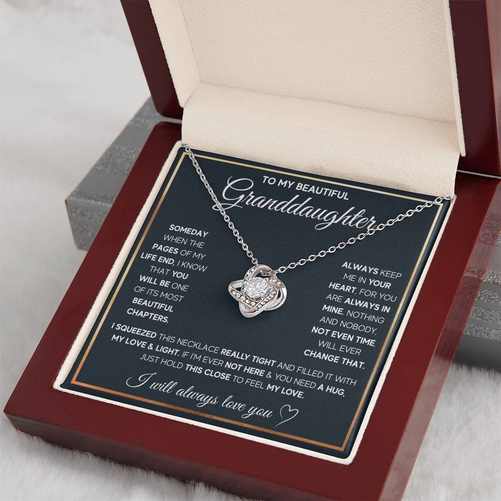 TO MY GRANDDAUGHTER SQUEEZED LOVE KNOT NECKLACE GIFT SET