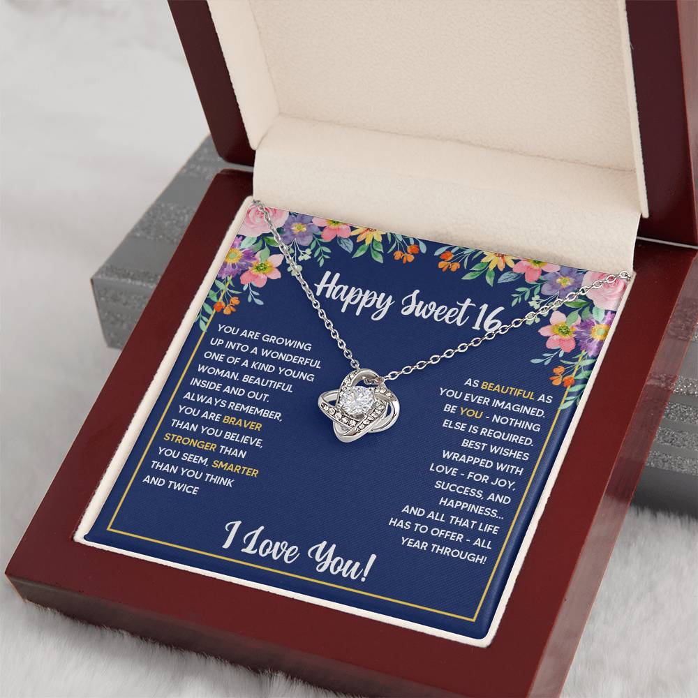 SWEET 16 WRAPPED LOVE KNOT NECKLACE GIFT SET