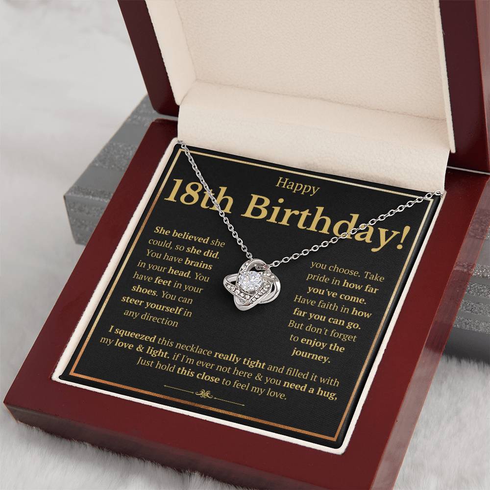 18TH BIRTHDAY SQUEEZED LOVE KNOT NECKLACE GIFT SET