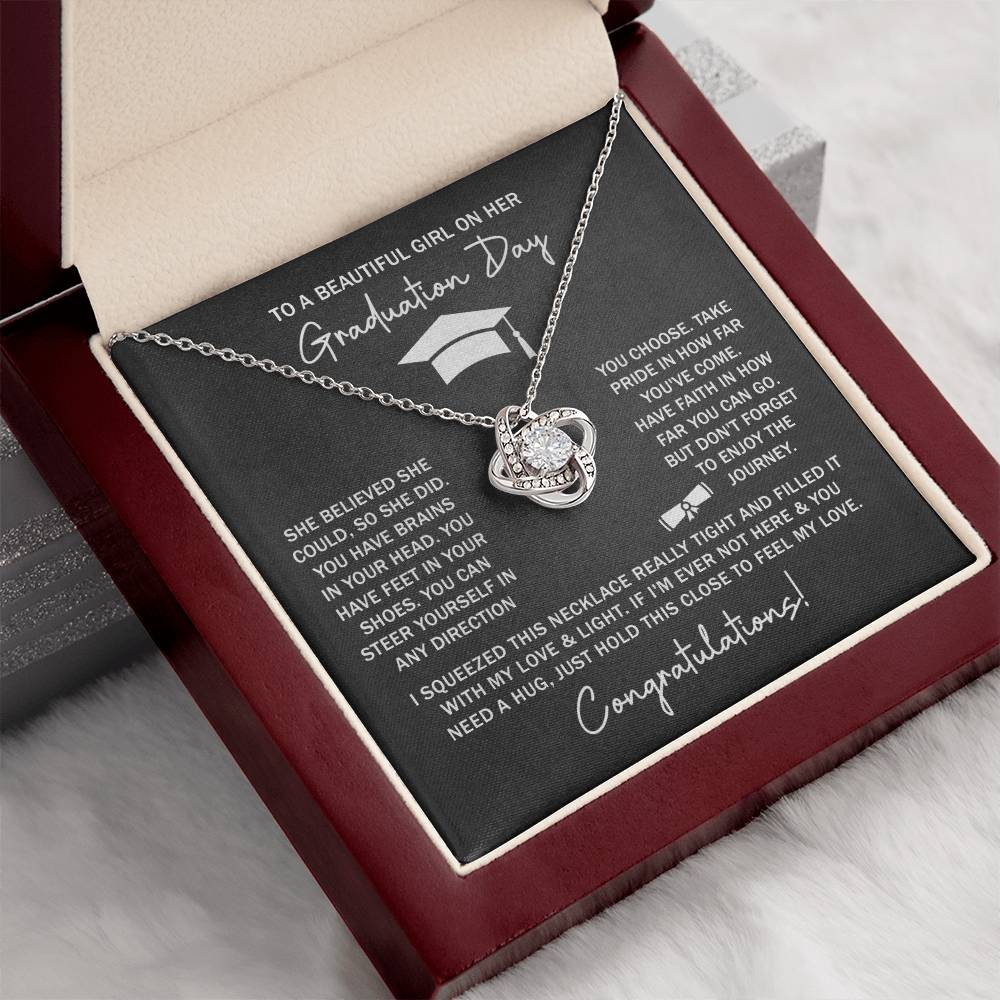GRADUATION FOR HER SQUEEZED  LOVE KNOT NECKLACE