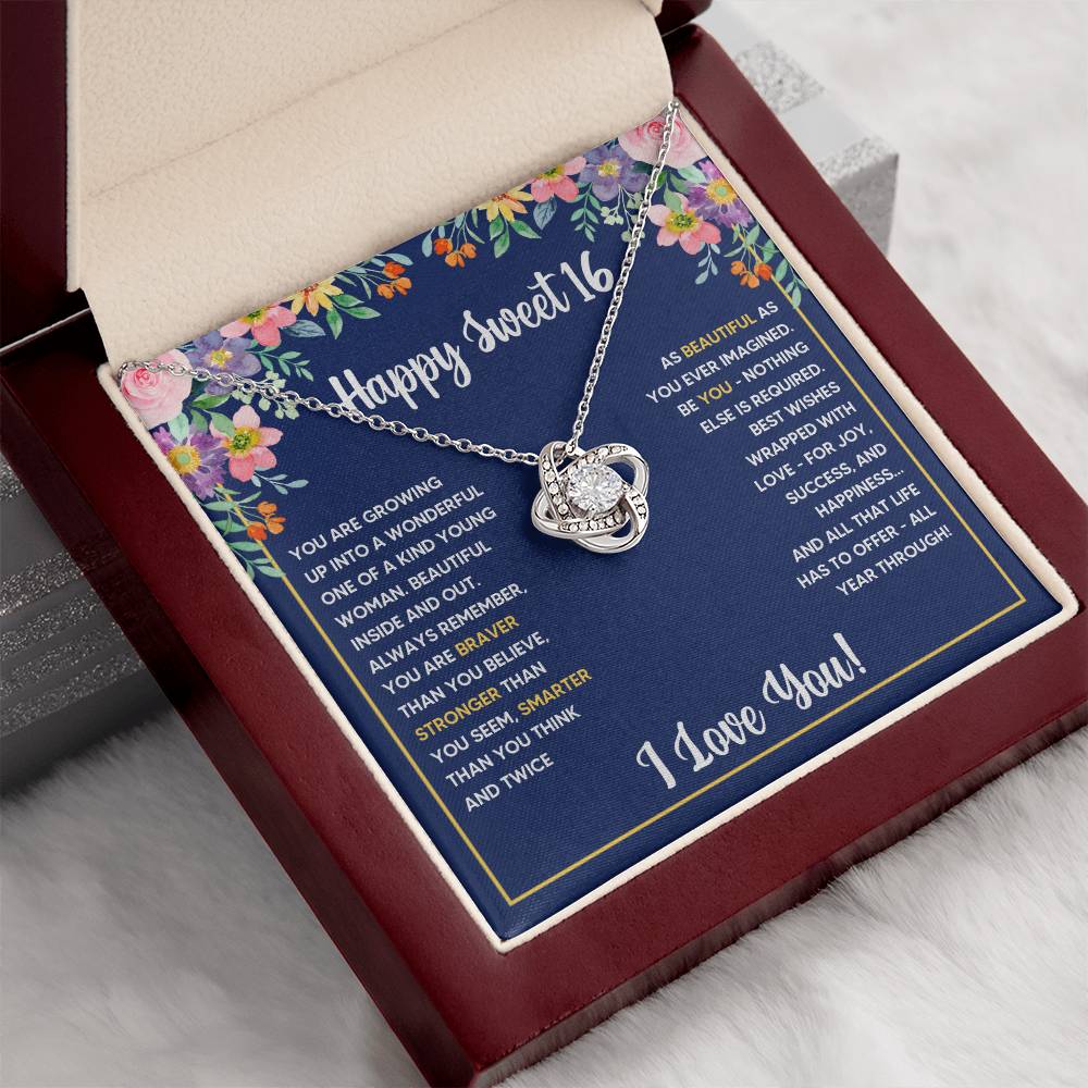 SWEET 16 WRAPPED LOVE KNOT NECKLACE GIFT SET