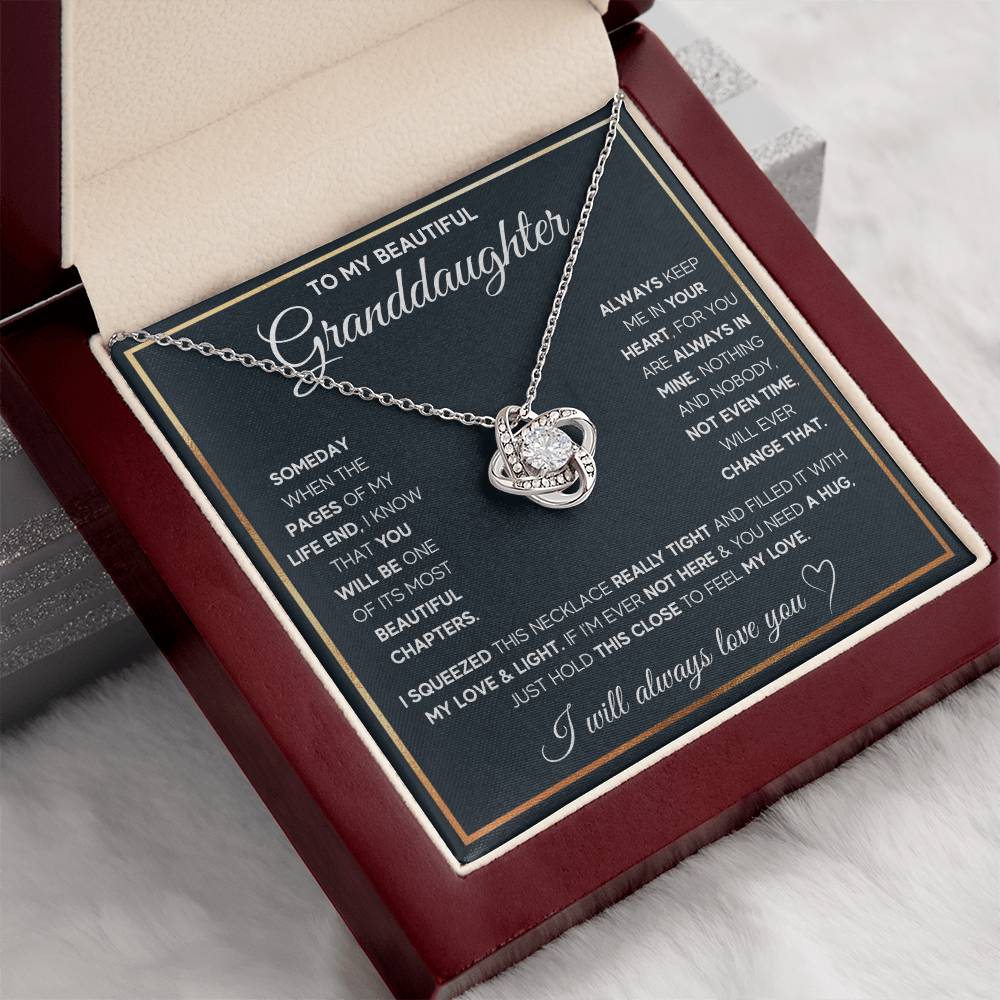 TO MY GRANDDAUGHTER SQUEEZED LOVE KNOT NECKLACE GIFT SET