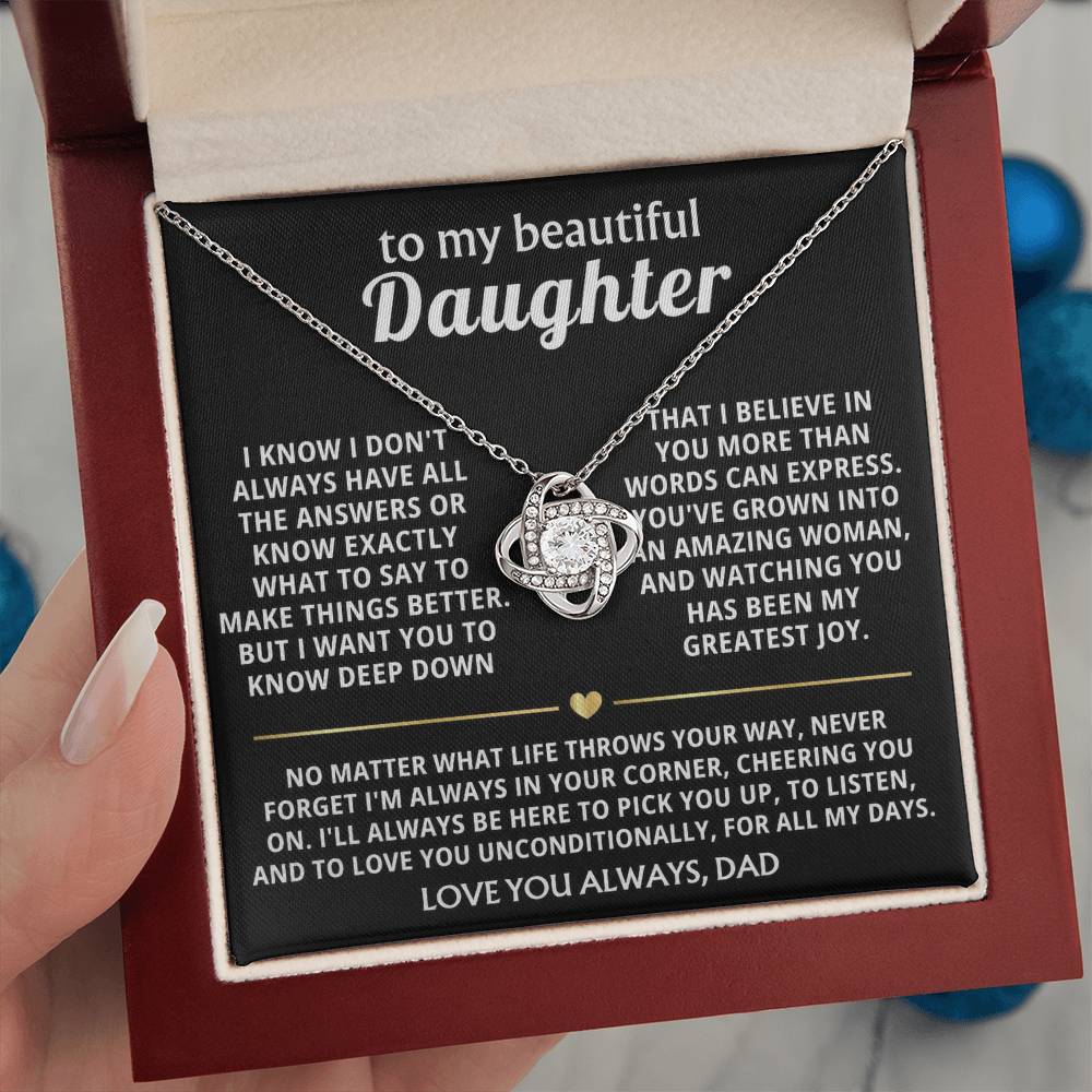 To My Beautiful Daughter, I'm always in your corner, cheering you on. — [Lux] - Love Knot