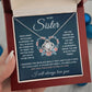 TO MY SISTER SQUEEZED LOVE KNOT NECKLACE GIFT SET
