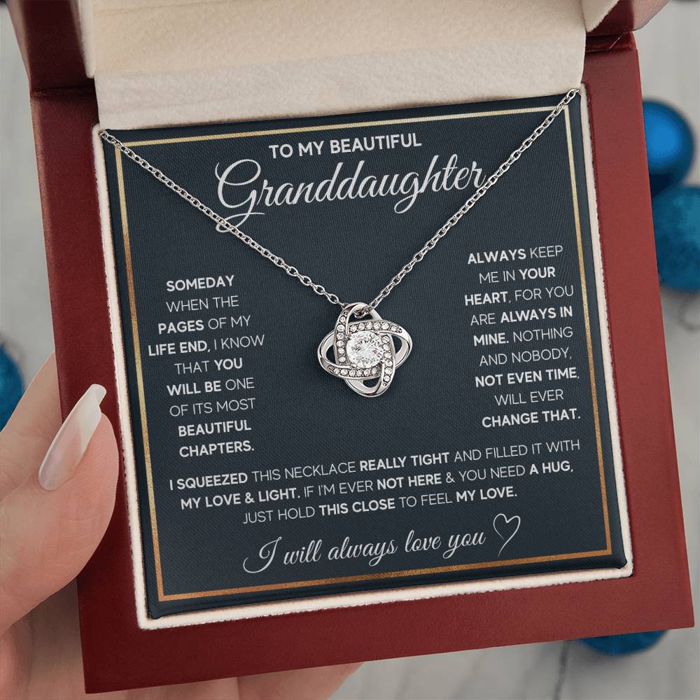TO MY GRANDDAUGHTER SQUEEZED LOVE KNOT NECKLACE GIFT SET