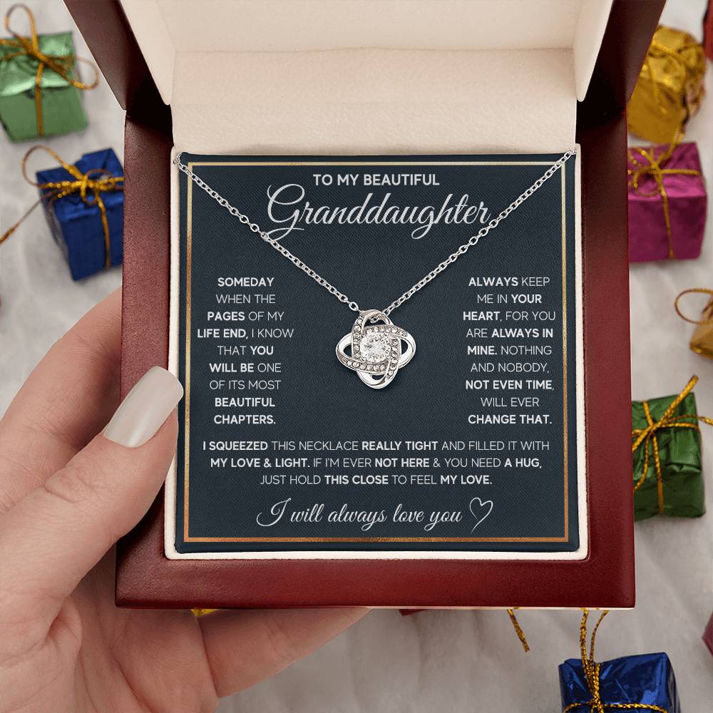 TO MY GRANDDAUGHTER SQUEEZED LOVE KNOT NECKLACE GIFT SET