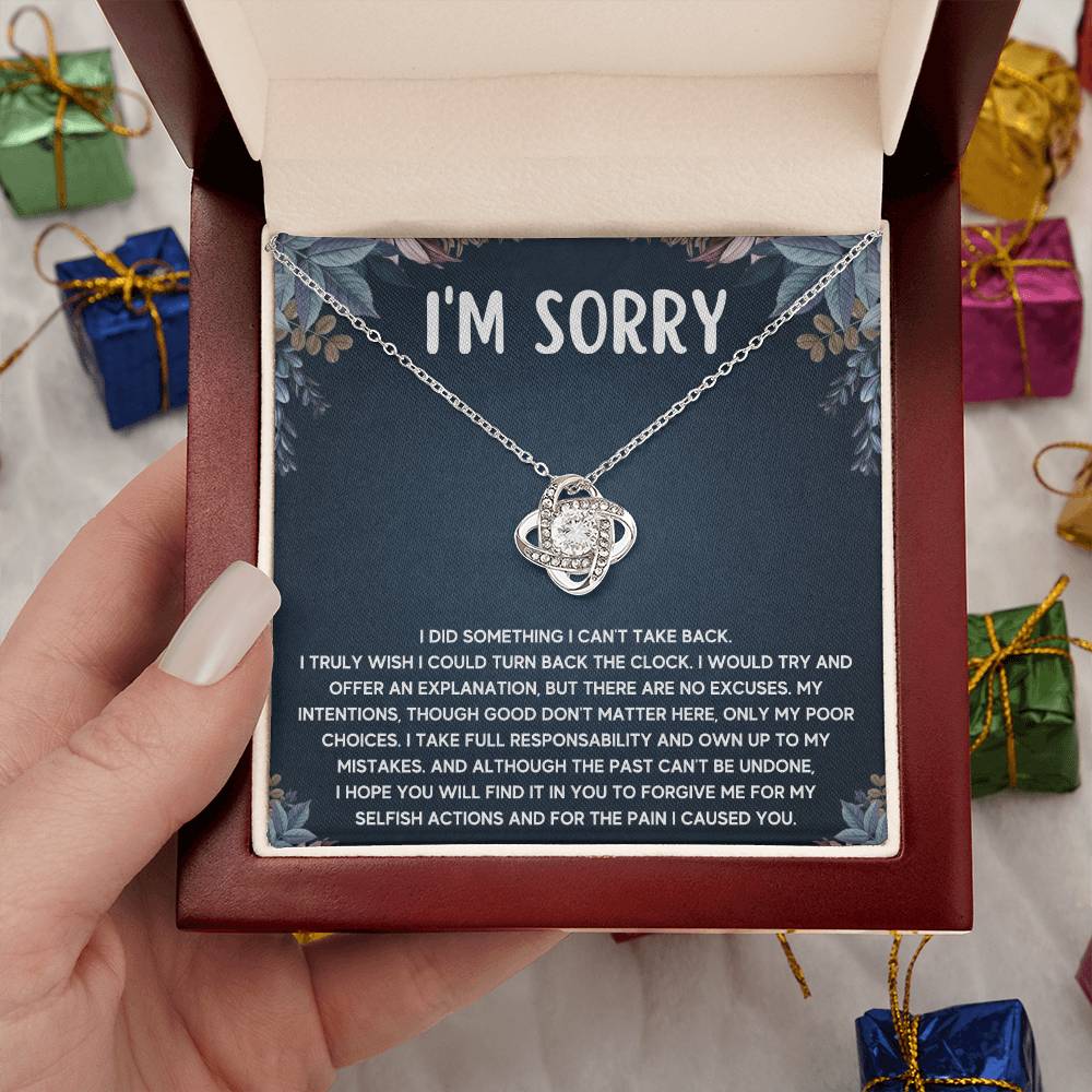 I'M SORRY POOR CHOICES LOVE KNOT NECKLACE GIFT SET