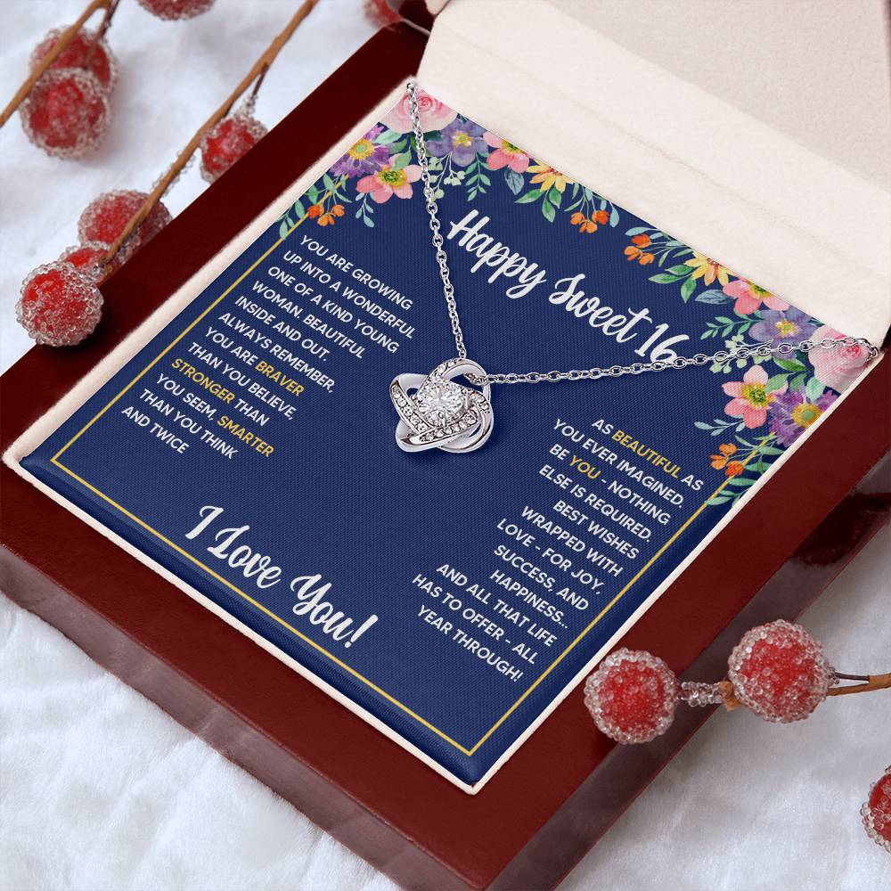 SWEET 16 WRAPPED LOVE KNOT NECKLACE GIFT SET
