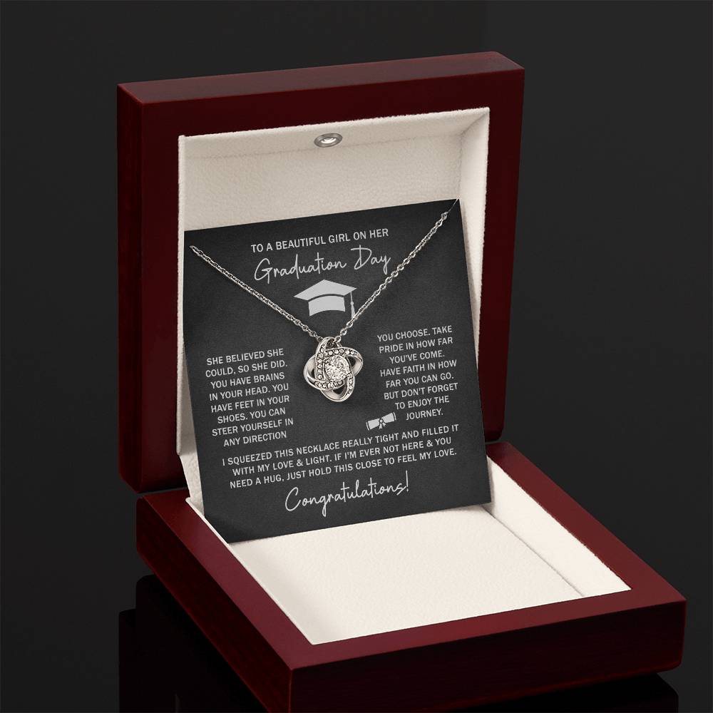 GRADUATION FOR HER SQUEEZED  LOVE KNOT NECKLACE