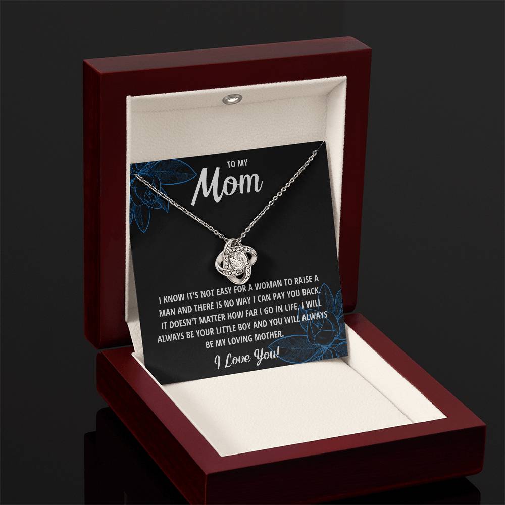 TO MY MOM LITTLE BOY BLACK LOVE KNOT NECKLACE GIFT SET
