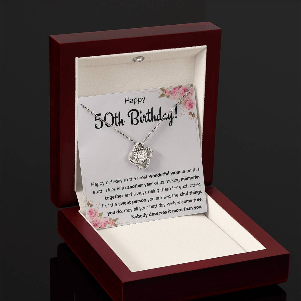 50TH BIRTHDAY MEMORIES LOVE KNOT NECKLACE GIFT SET