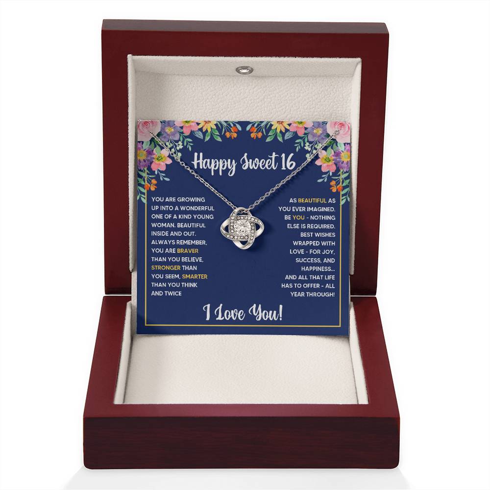 SWEET 16 WRAPPED LOVE KNOT NECKLACE GIFT SET