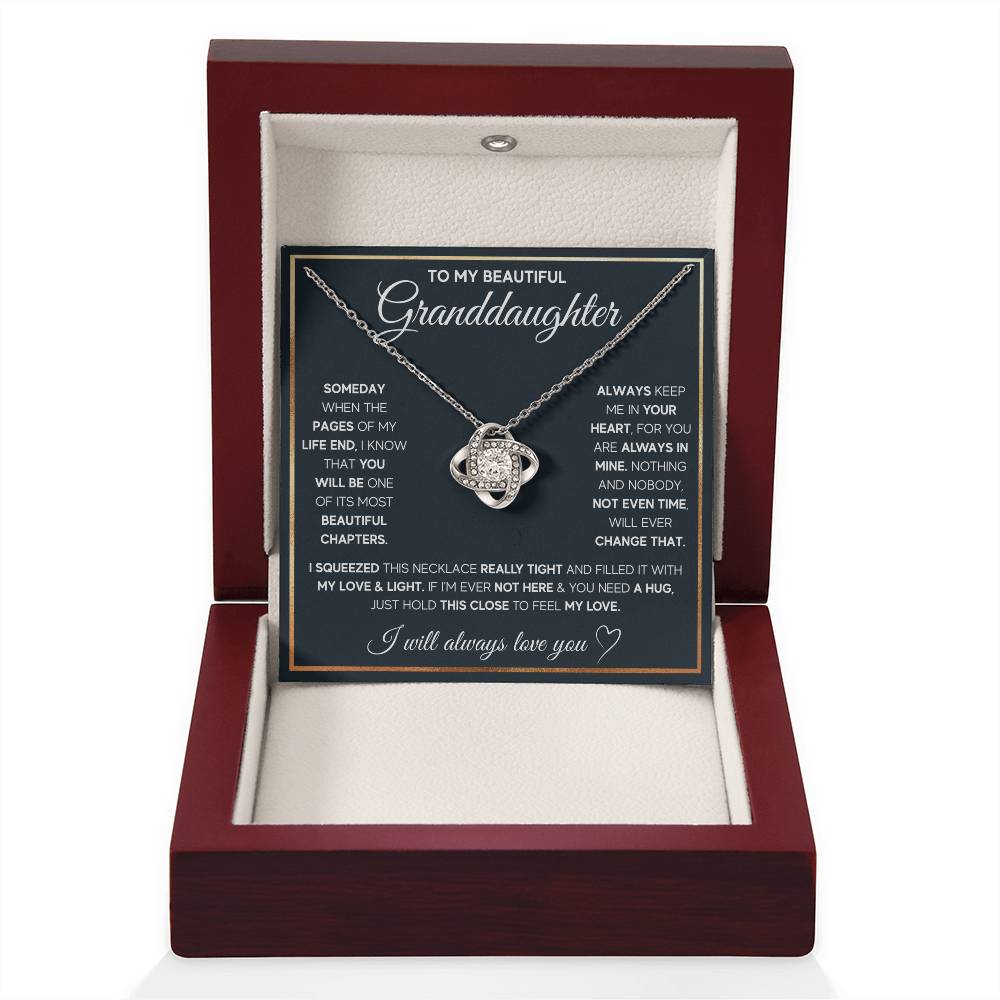TO MY GRANDDAUGHTER SQUEEZED LOVE KNOT NECKLACE GIFT SET