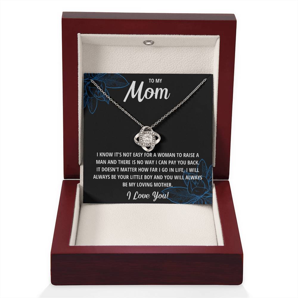 TO MY MOM LITTLE BOY BLACK LOVE KNOT NECKLACE GIFT SET