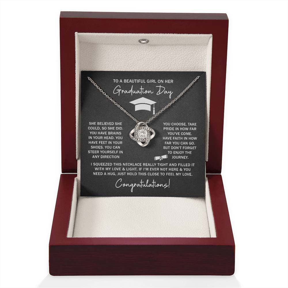 GRADUATION FOR HER SQUEEZED  LOVE KNOT NECKLACE
