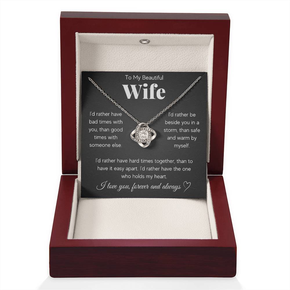 TO MY BEAUTIFUL WIFE RATHER LOVE KNOT NECKLACE GIFT SET