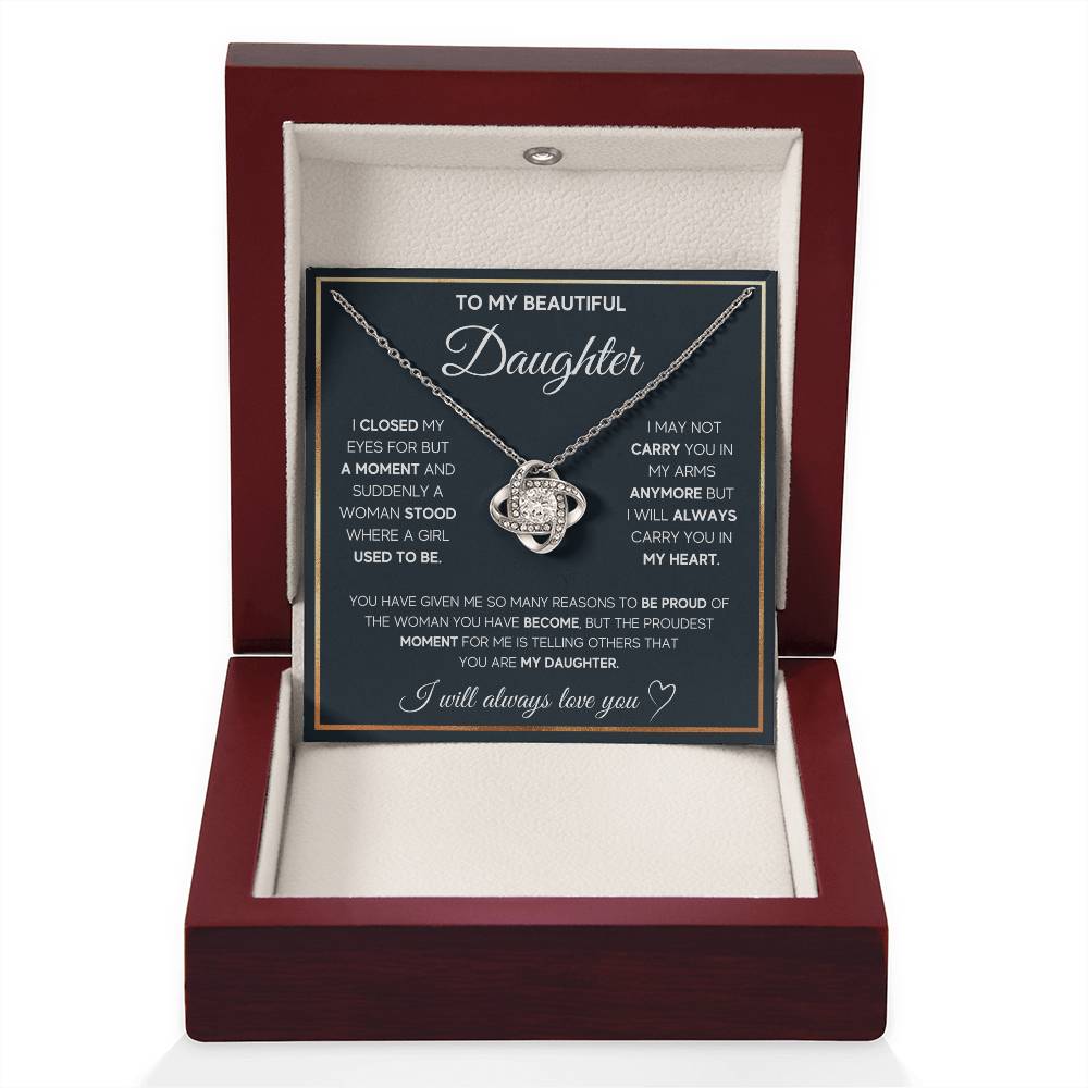 TO MY DAUGHTER PROUD LOVE KNOT NECKLACE GIFT SET