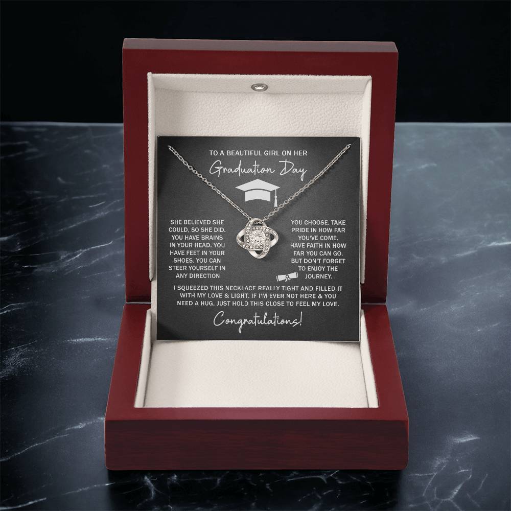GRADUATION FOR HER SQUEEZED  LOVE KNOT NECKLACE