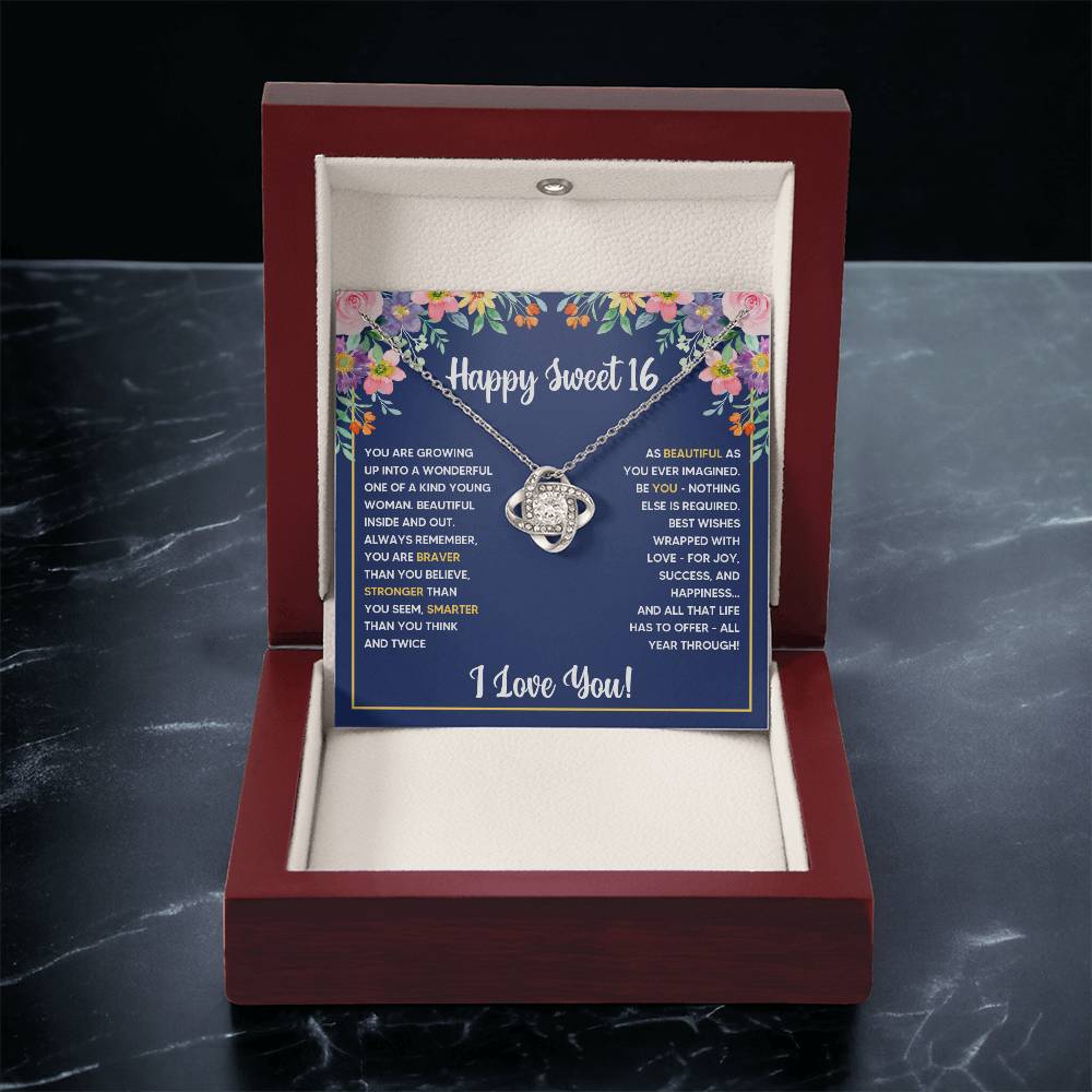 SWEET 16 WRAPPED LOVE KNOT NECKLACE GIFT SET