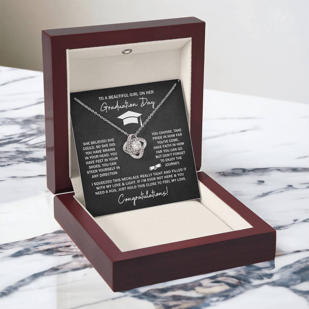 GRADUATION FOR HER SQUEEZED  LOVE KNOT NECKLACE