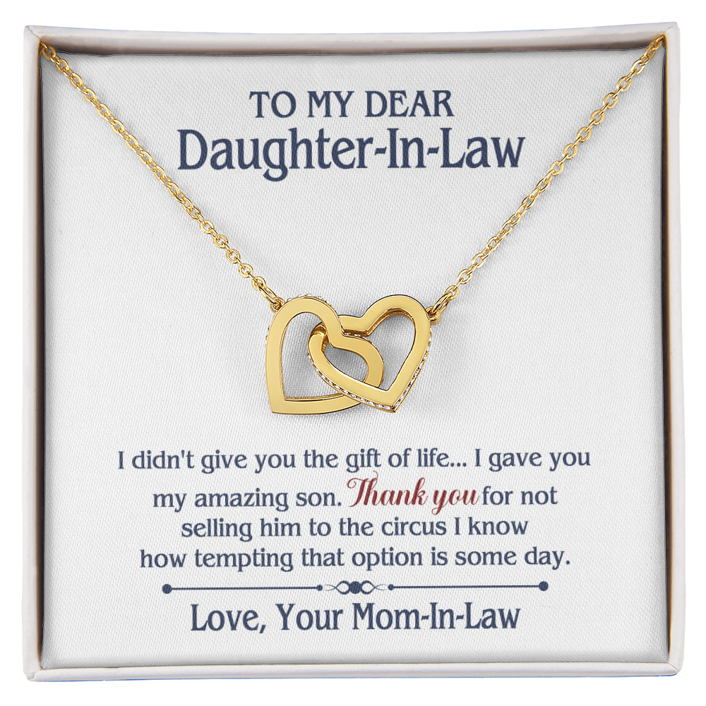 ONLY LED - TO MY DAUGHTER IN LAW CIRCUS INTERLOCKING HEARTS NECKLACE GIFT SET