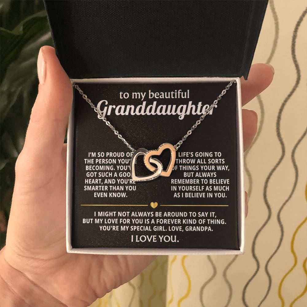 To My Dearest Granddaughter, My love for you is forever. — [Lux] - Interlocking Hearts Necklace
