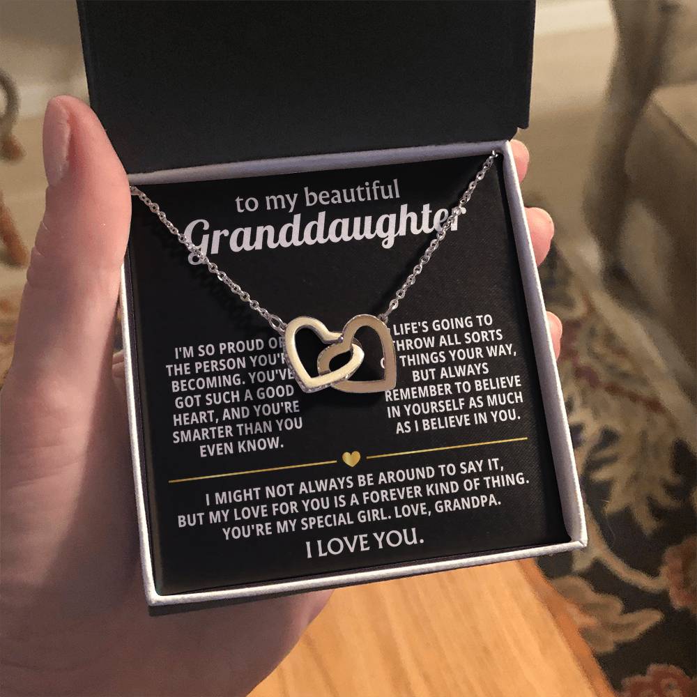 To My Dearest Granddaughter, My love for you is forever. — [Lux] - Interlocking Hearts Necklace