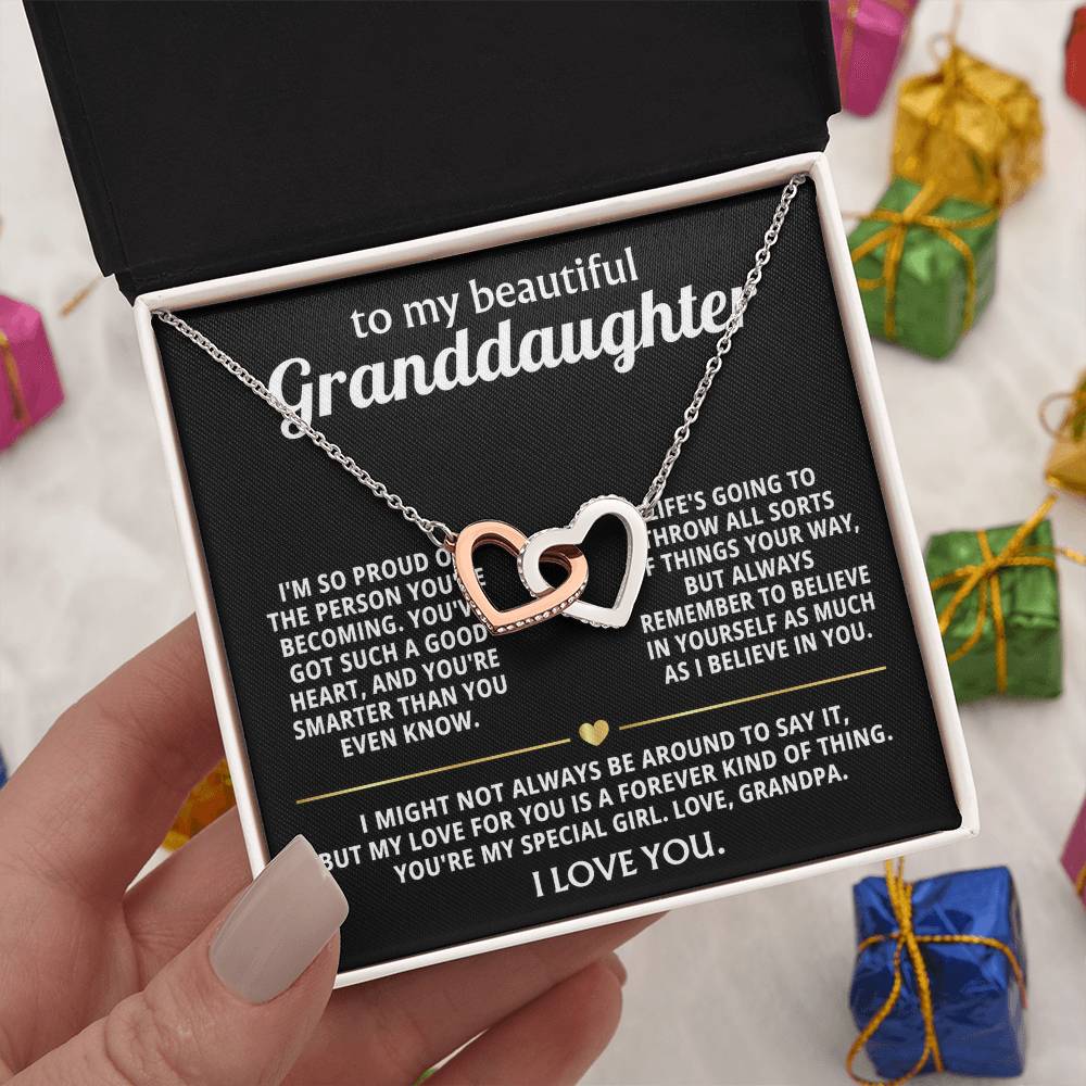 To My Dearest Granddaughter, My love for you is forever. — [Lux] - Interlocking Hearts Necklace