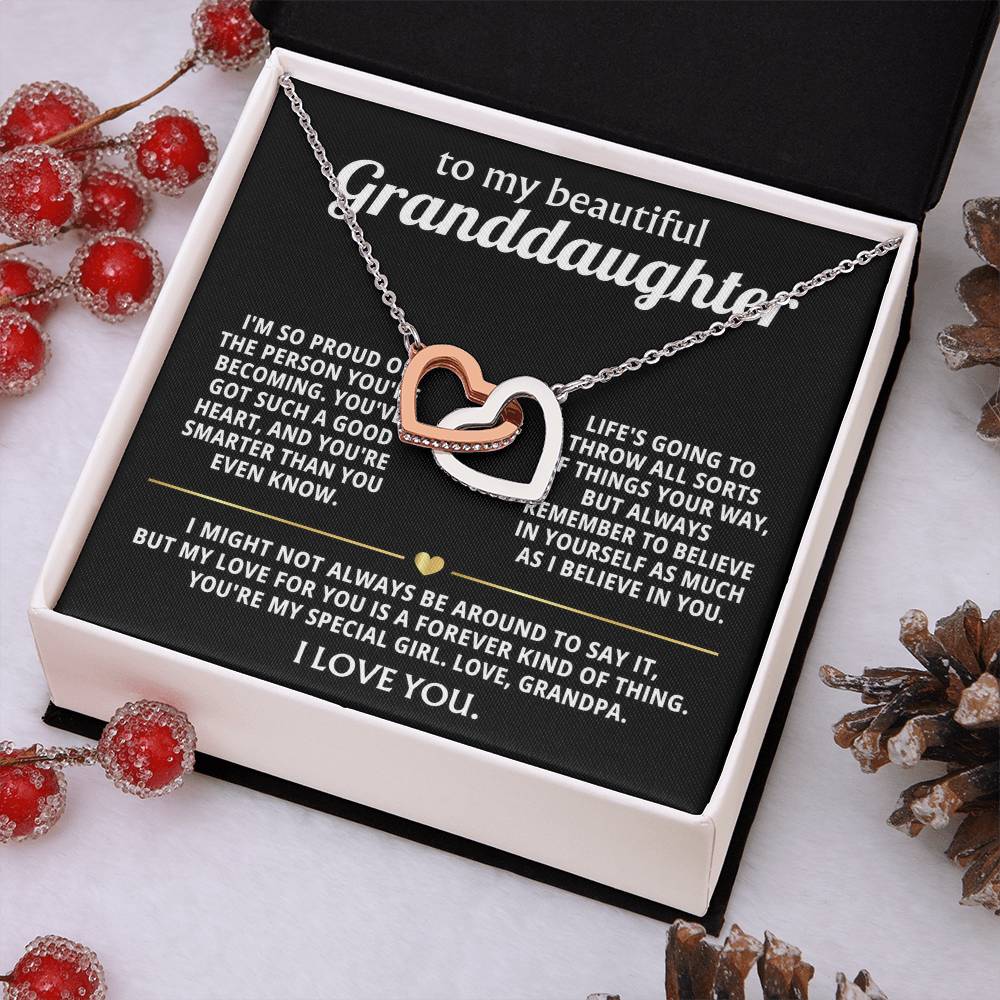 To My Dearest Granddaughter, My love for you is forever. — [Lux] - Interlocking Hearts Necklace