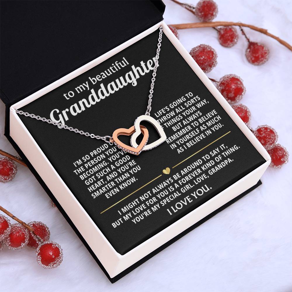 To My Dearest Granddaughter, My love for you is forever. — [Lux] - Interlocking Hearts Necklace