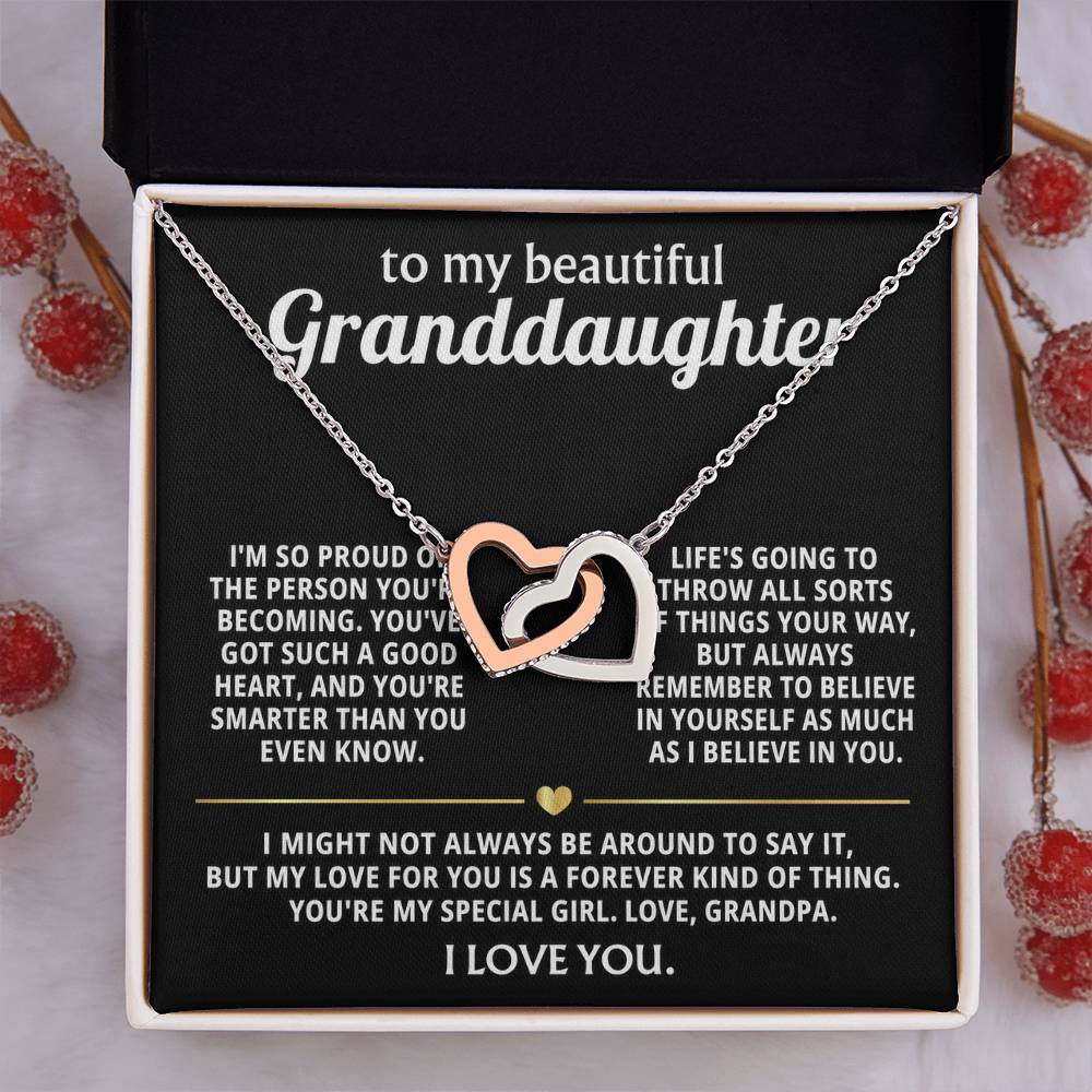 To My Dearest Granddaughter, My love for you is forever. — [Lux] - Interlocking Hearts Necklace
