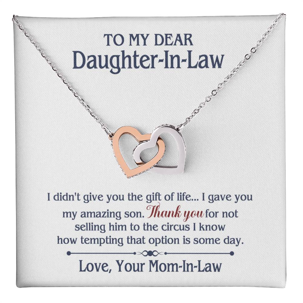 ONLY LED - TO MY DAUGHTER IN LAW CIRCUS INTERLOCKING HEARTS NECKLACE GIFT SET