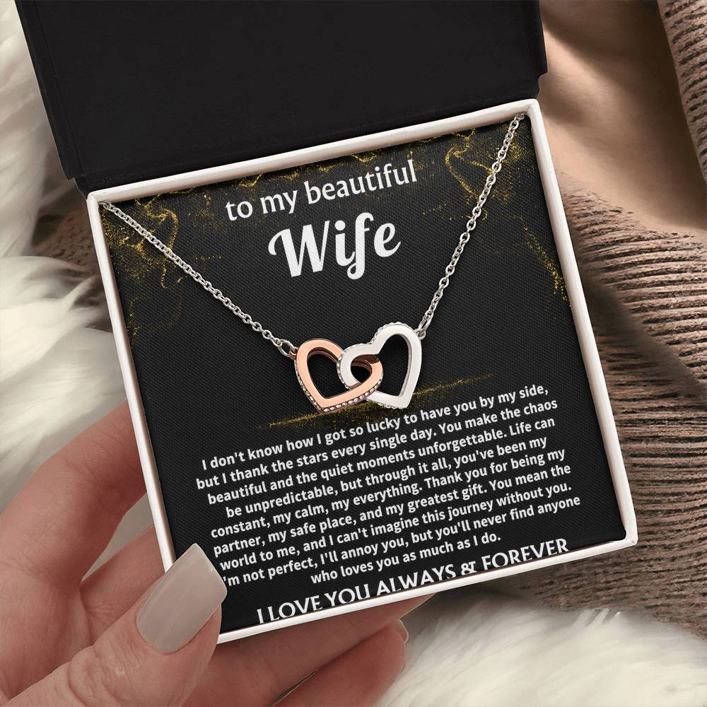 To My Wife, You mean the world to me. — [Lux] - Interlocking Hearts Necklace