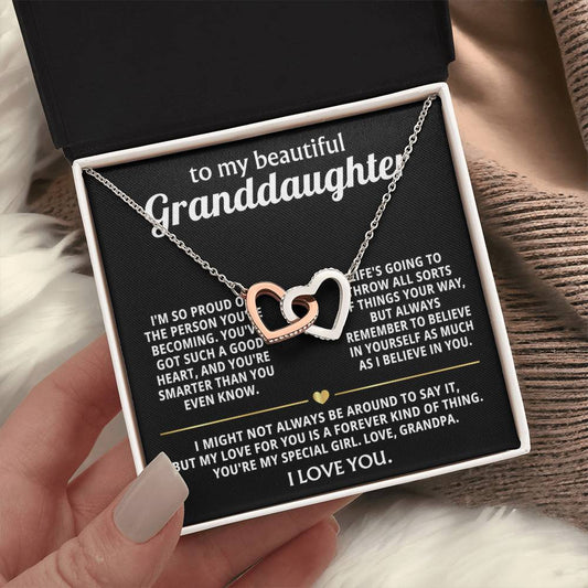 To My Dearest Granddaughter, My love for you is forever. — [Lux] - Interlocking Hearts Necklace
