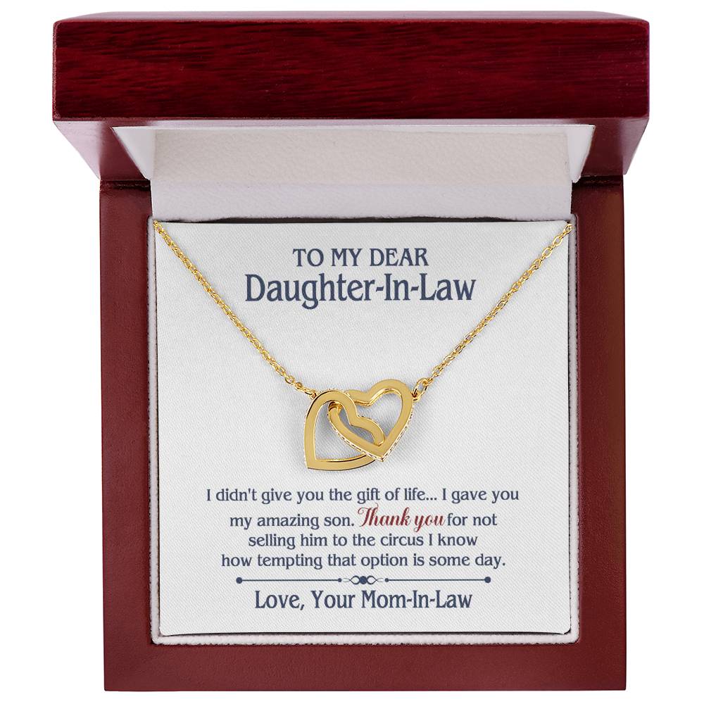 ONLY LED - TO MY DAUGHTER IN LAW CIRCUS INTERLOCKING HEARTS NECKLACE GIFT SET