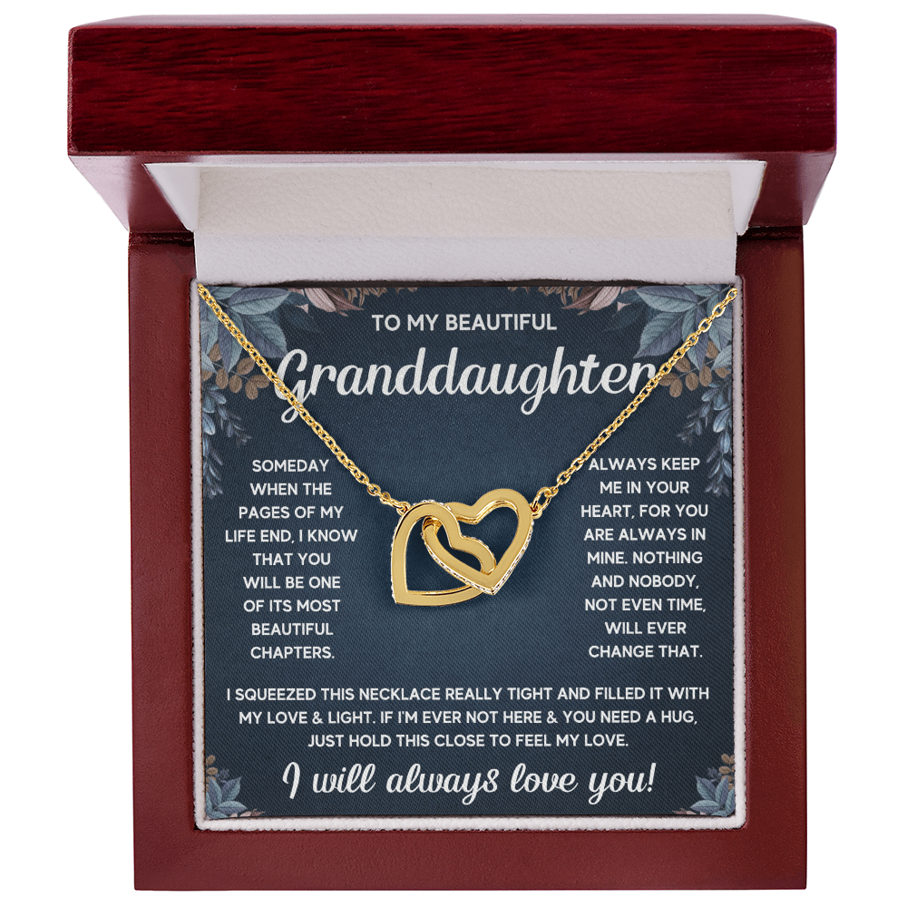 TO MY GRANDDAUGHTER SQUEEZED INTERLOCKING NECKLACE GIFT SET - WHITE & GOLD