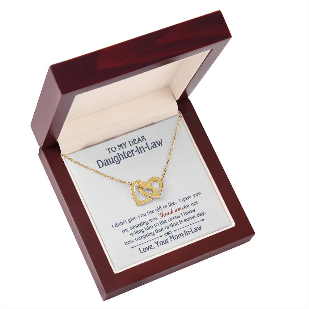 ONLY LED - TO MY DAUGHTER IN LAW CIRCUS INTERLOCKING HEARTS NECKLACE GIFT SET