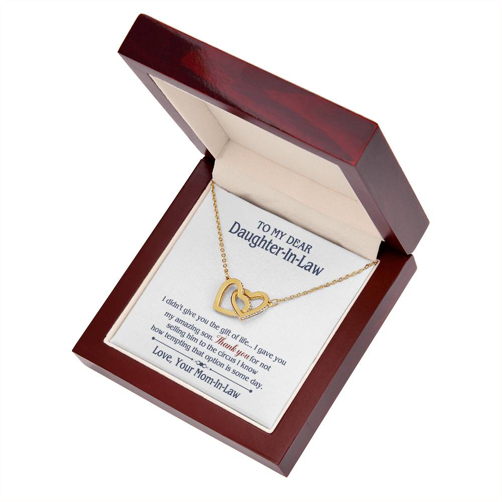 ONLY LED - TO MY DAUGHTER IN LAW CIRCUS INTERLOCKING HEARTS NECKLACE GIFT SET