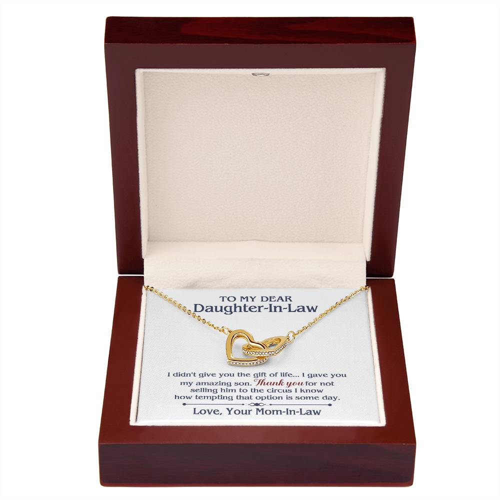 ONLY LED - TO MY DAUGHTER IN LAW CIRCUS INTERLOCKING HEARTS NECKLACE GIFT SET