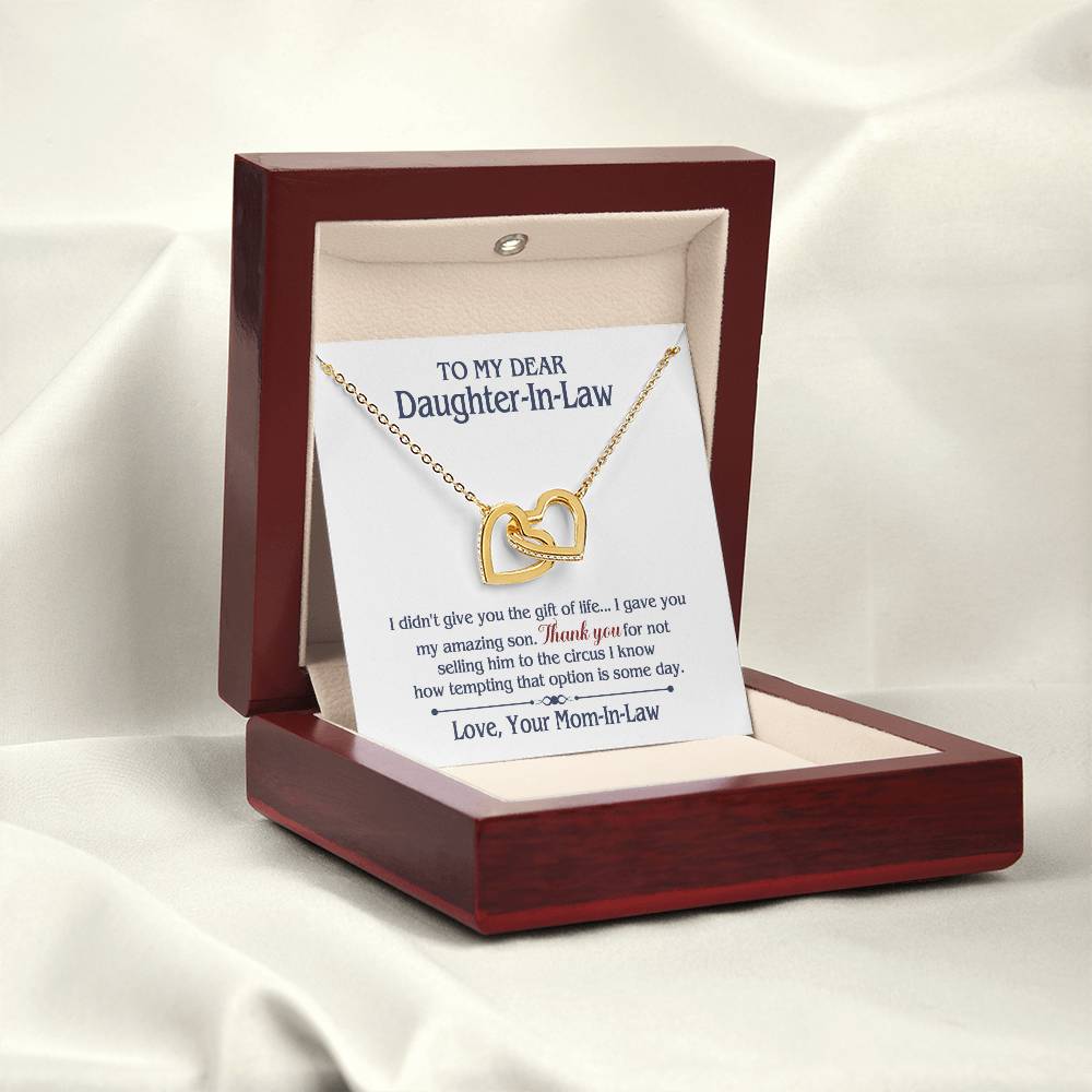 ONLY LED - TO MY DAUGHTER IN LAW CIRCUS INTERLOCKING HEARTS NECKLACE GIFT SET
