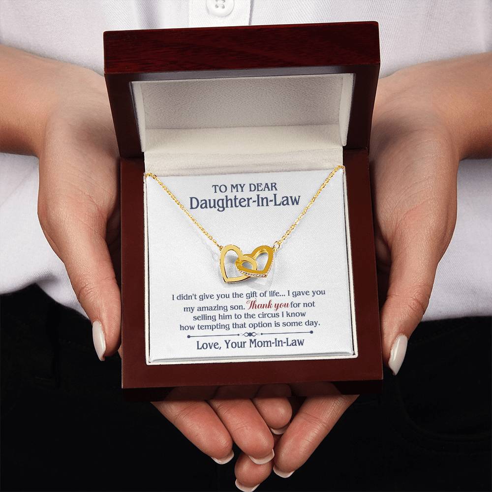 ONLY LED - TO MY DAUGHTER IN LAW CIRCUS INTERLOCKING HEARTS NECKLACE GIFT SET