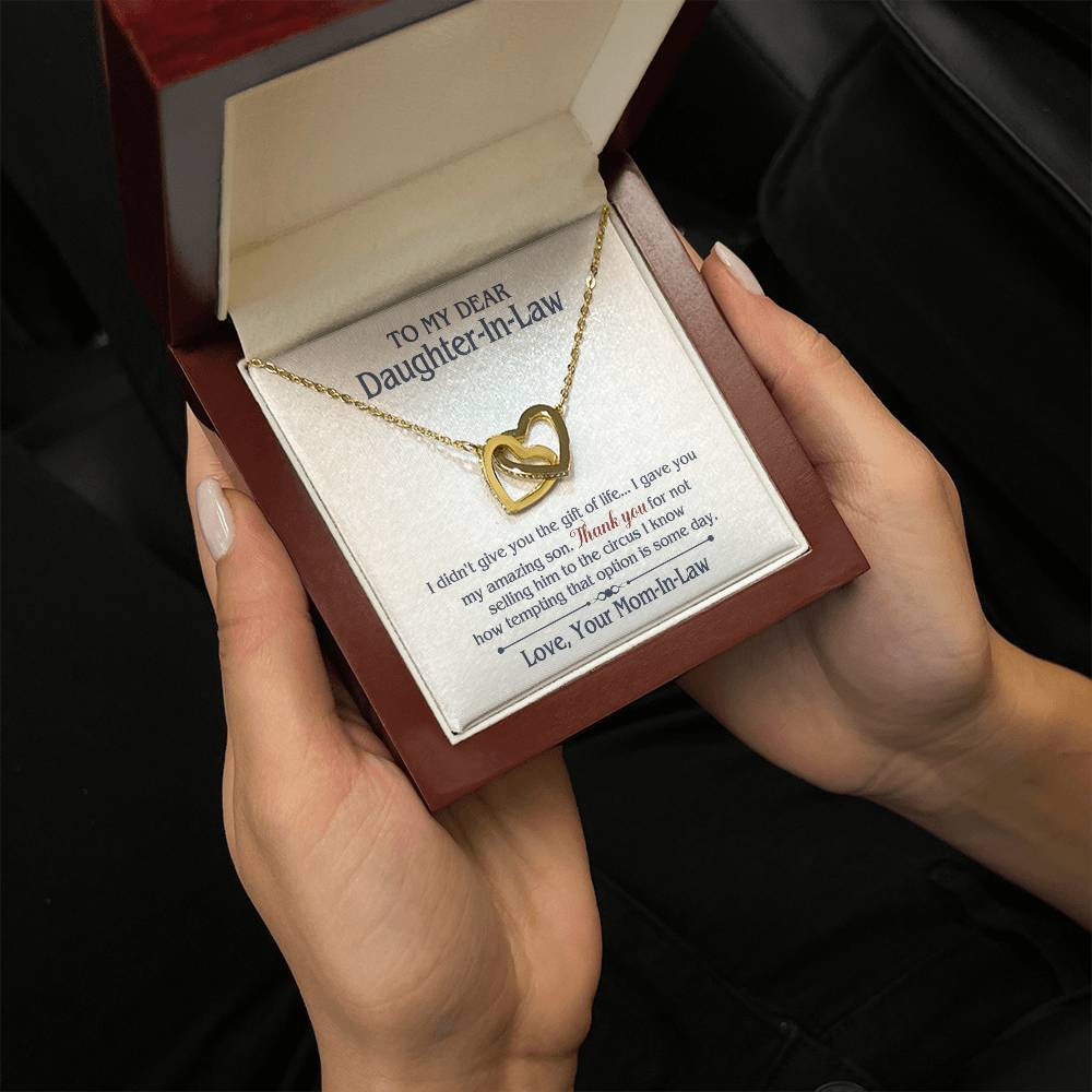 ONLY LED - TO MY DAUGHTER IN LAW CIRCUS INTERLOCKING HEARTS NECKLACE GIFT SET