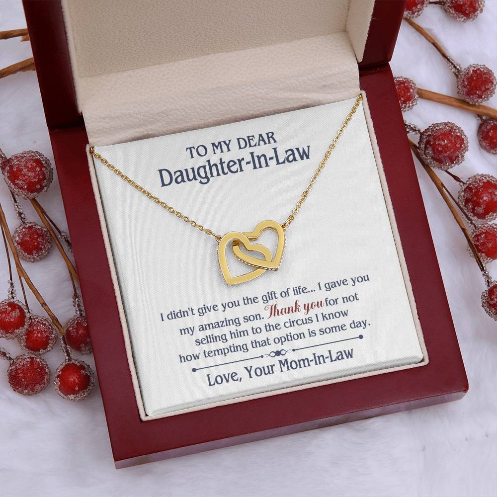 ONLY LED - TO MY DAUGHTER IN LAW CIRCUS INTERLOCKING HEARTS NECKLACE GIFT SET