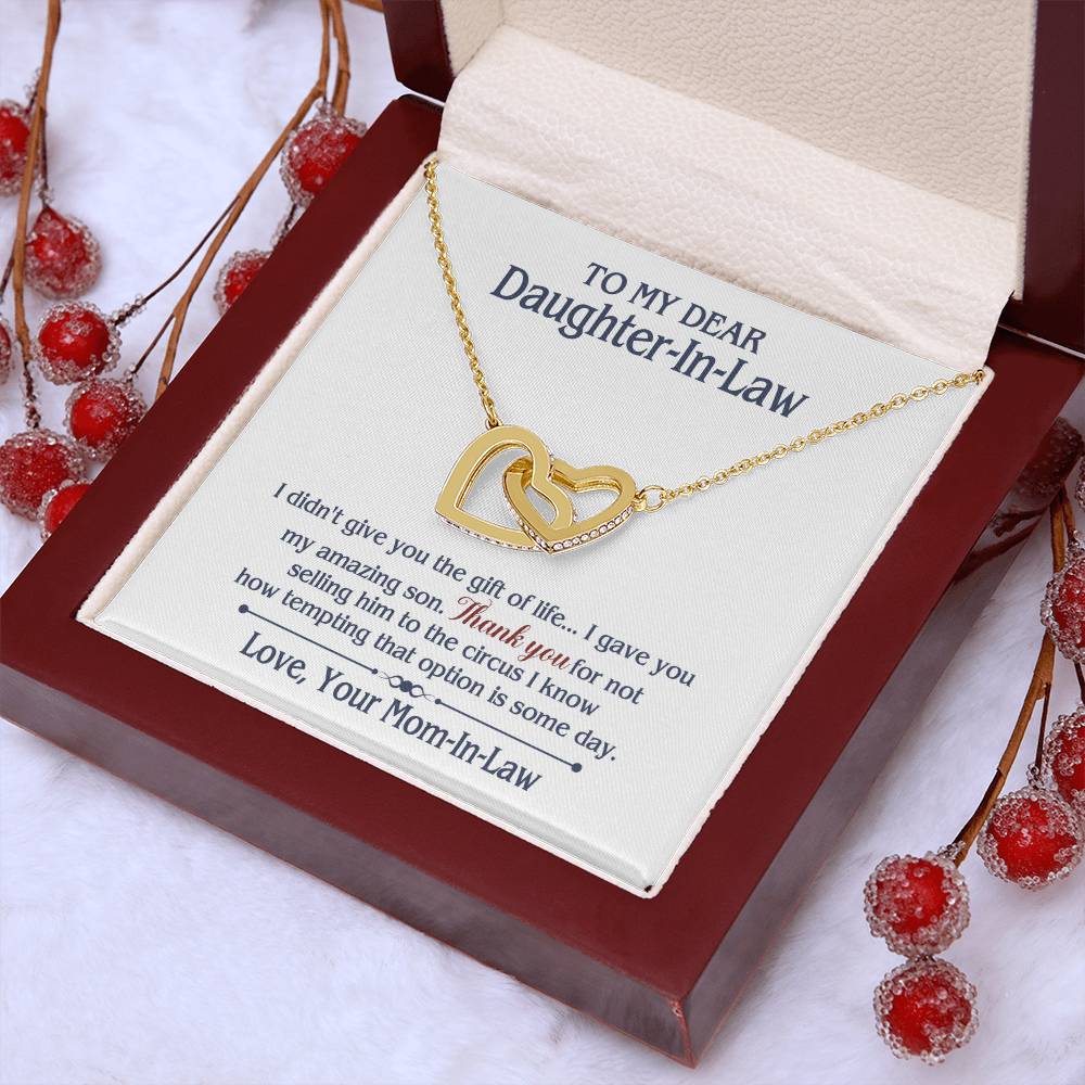 ONLY LED - TO MY DAUGHTER IN LAW CIRCUS INTERLOCKING HEARTS NECKLACE GIFT SET