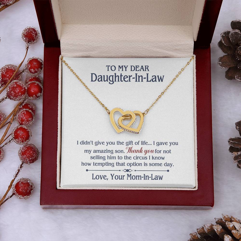 ONLY LED - TO MY DAUGHTER IN LAW CIRCUS INTERLOCKING HEARTS NECKLACE GIFT SET