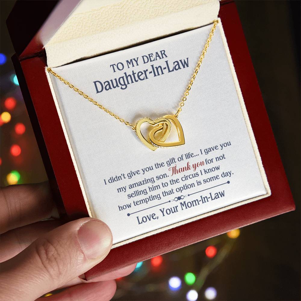 ONLY LED - TO MY DAUGHTER IN LAW CIRCUS INTERLOCKING HEARTS NECKLACE GIFT SET