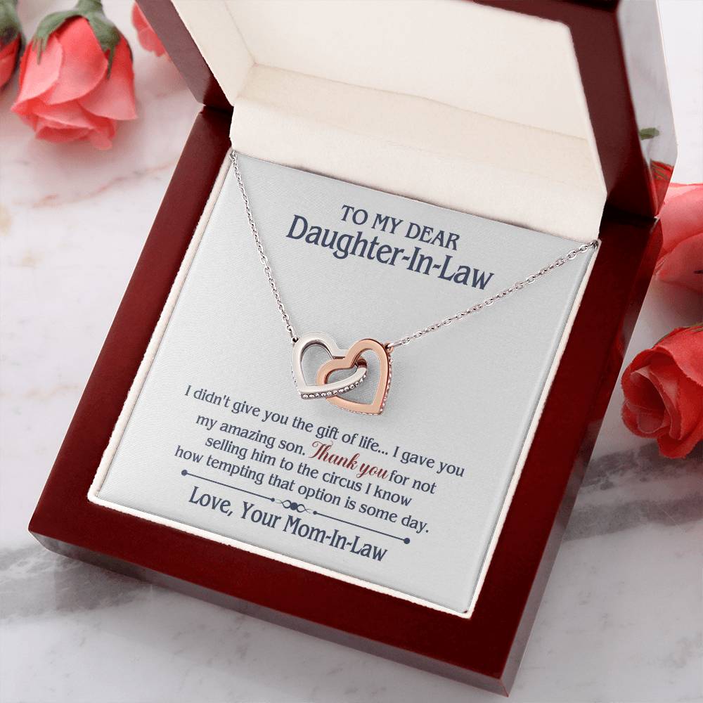 ONLY LED - TO MY DAUGHTER IN LAW CIRCUS INTERLOCKING HEARTS NECKLACE GIFT SET