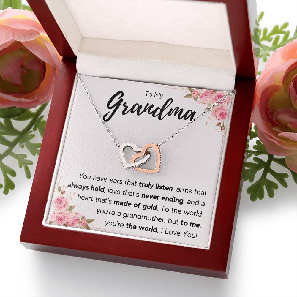 TO MY GRANDMA NEVER ENDING INTERLOCKING HEARTS NECKLACE GIFT SET